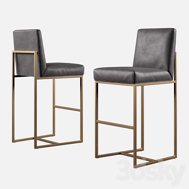 RH Modern Grant Leather Bar Stool 3ds Max - thumbnail 1