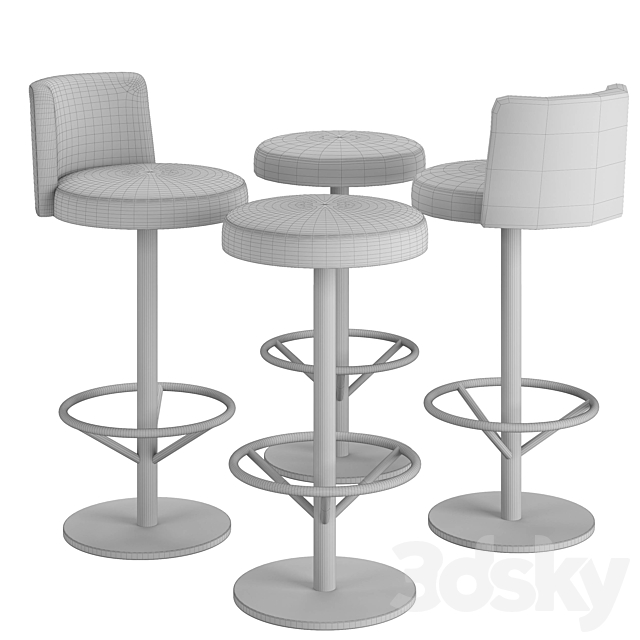 RH Sayer Swivel Stool 3DS Max Model - thumbnail 3