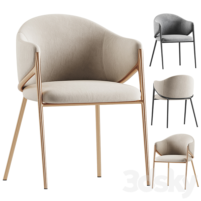 Richmond Gwen Chair Khaki Velvet 3ds Max - thumbnail 1