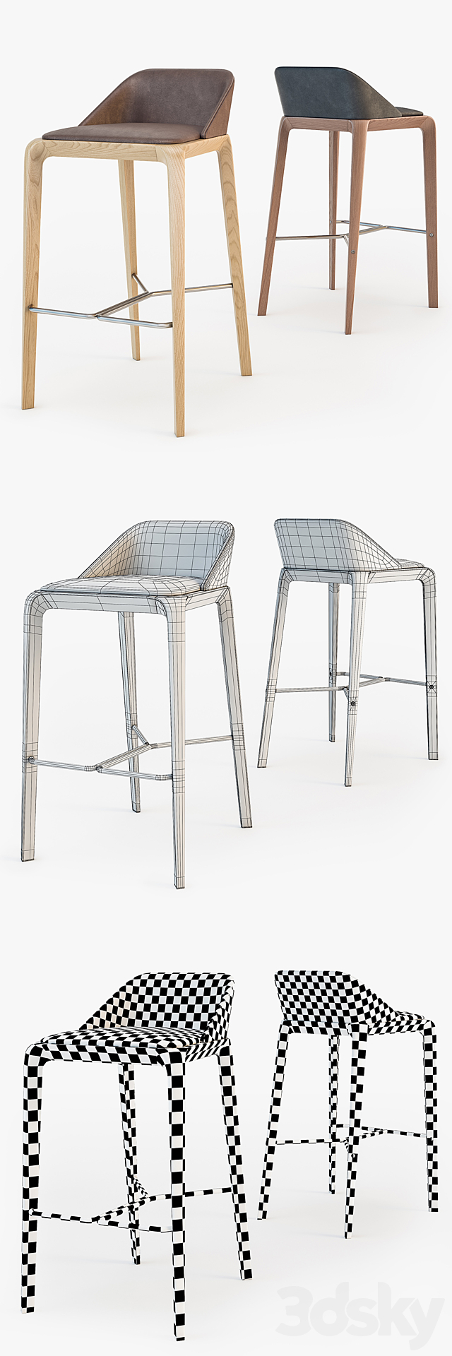 Roche Bobois bar chair BRIO Bar stool 3DSMax File - thumbnail 3