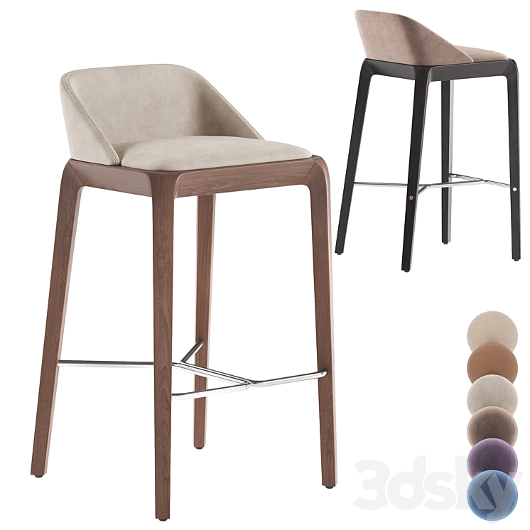 Roche Bobois Brio barstool 3DS Max Model - thumbnail 1