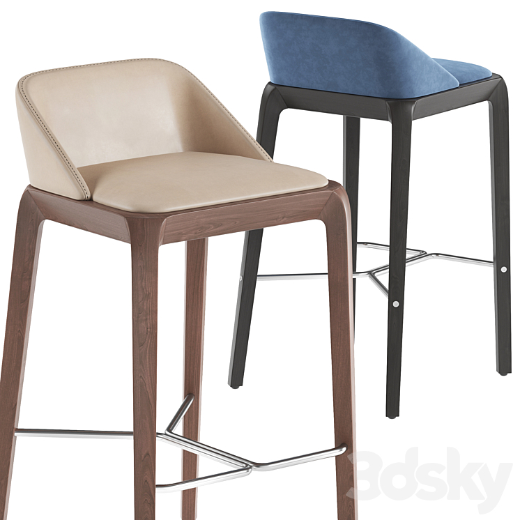 Roche Bobois Brio barstool 3DS Max Model - thumbnail 2