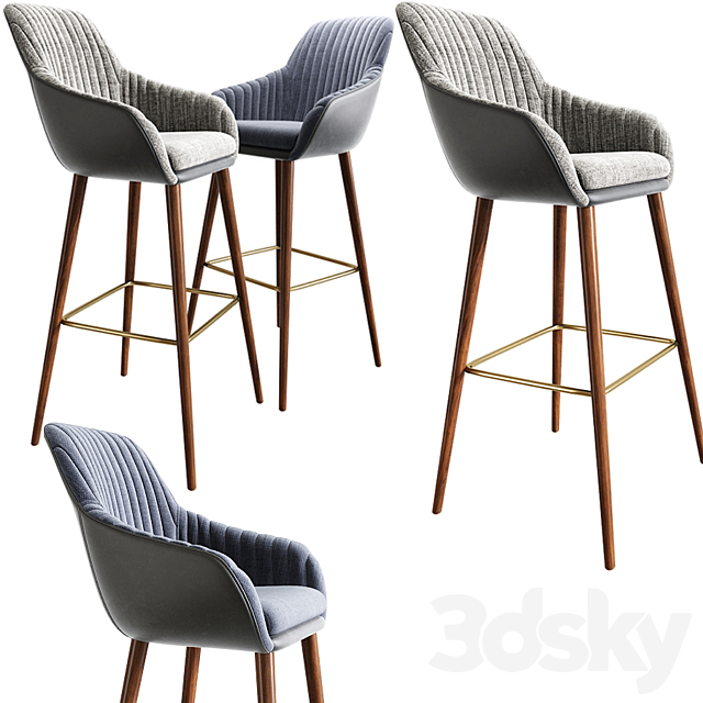 Rochelle Strip Bar Stool And Dining Chair 3DSMax File - thumbnail 2