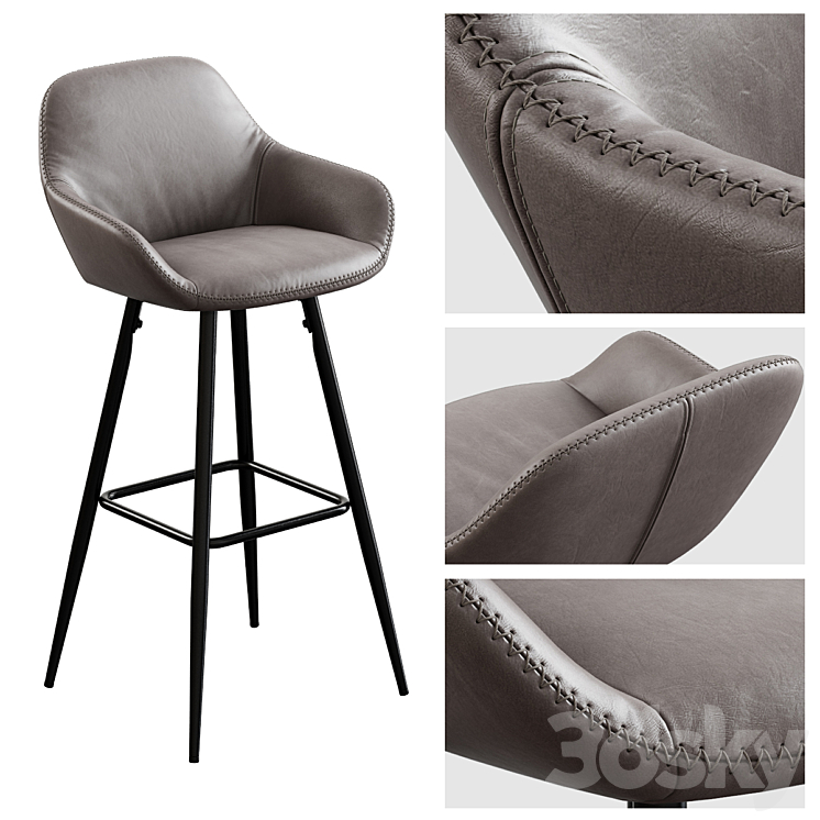 Rockett St George \/ Faux Leather Bar Chair 3DS Max - thumbnail 1