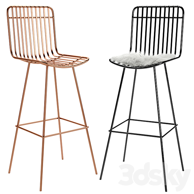 Rockett st george nero bar stool 3ds Max - thumbnail 2