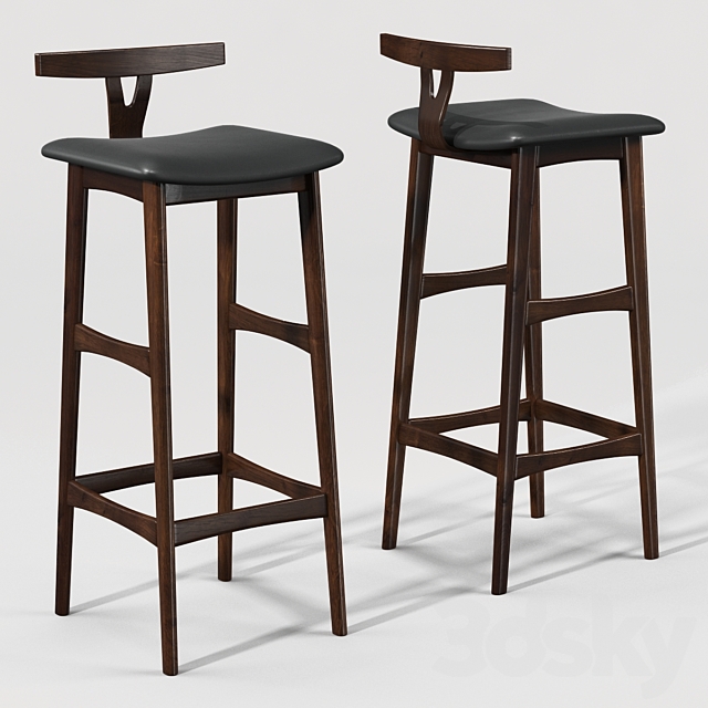 Rosewood and Leather Bar Stool 3DSMax File - thumbnail 1