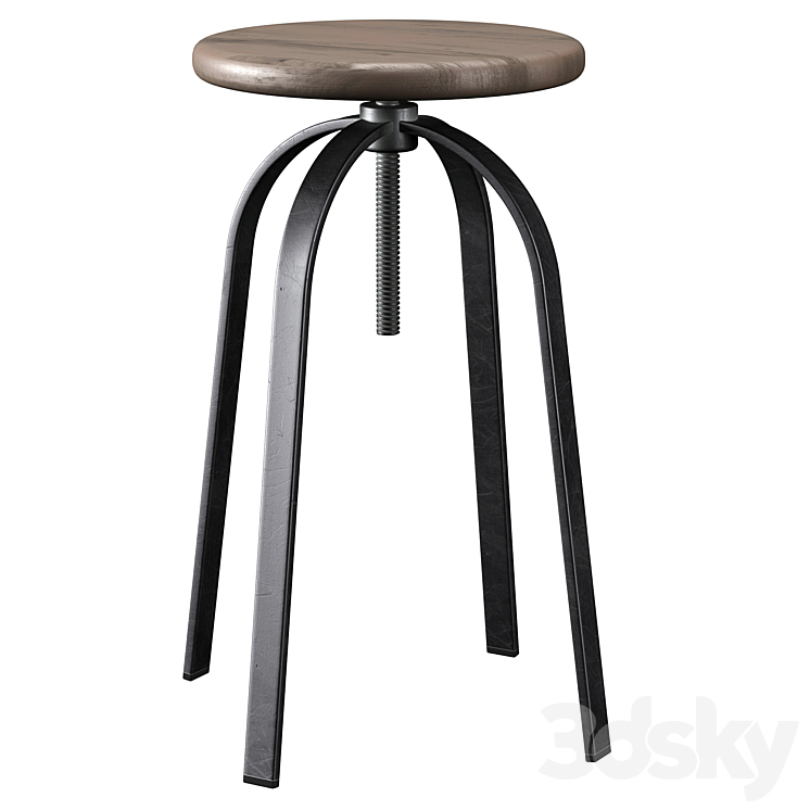 Round bar stool 3DS Max Model - thumbnail 1