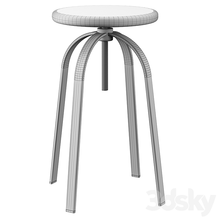 Round bar stool 3DS Max Model - thumbnail 2