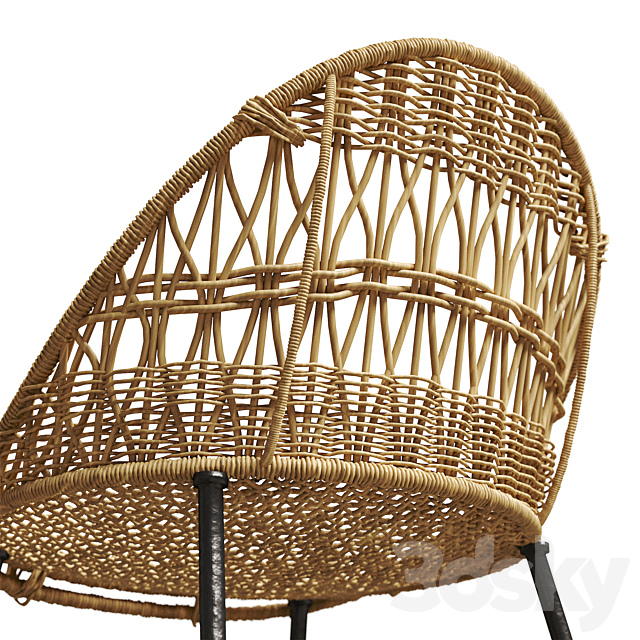 Rounded Wicker Rattan Dining _ Desk Chair 3DS Max Model - thumbnail 2