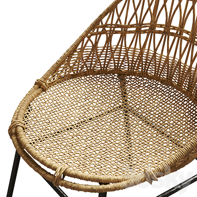 Rounded Wicker Rattan Dining _ Desk Chair 3DS Max Model - thumbnail 3