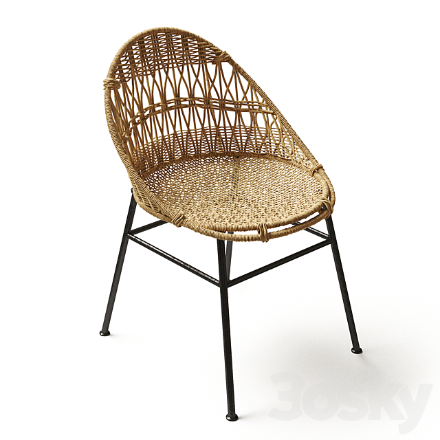 Rounded Wicker Rattan Dining _ Desk Chair 3DS Max Model - thumbnail 4