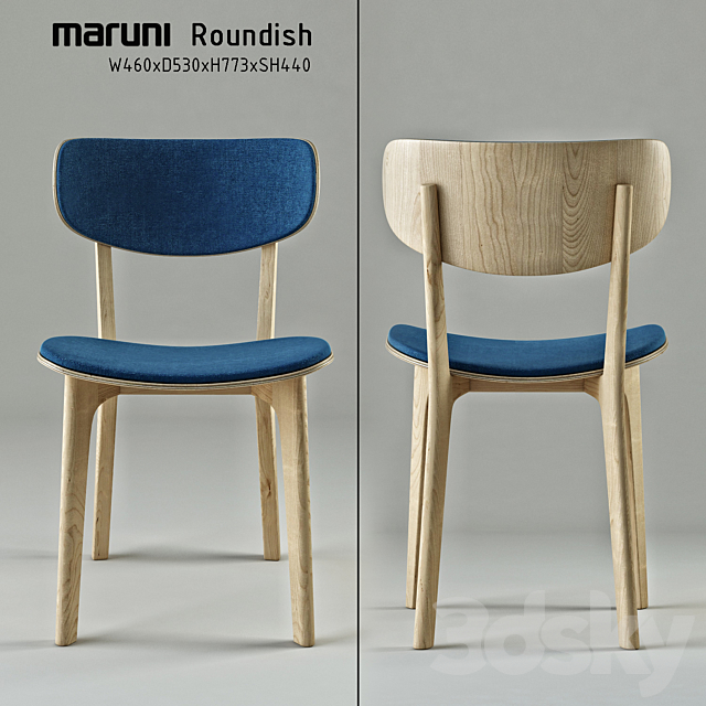 Roundish_Maruni_Armless chair 3DS Max Model - thumbnail 1