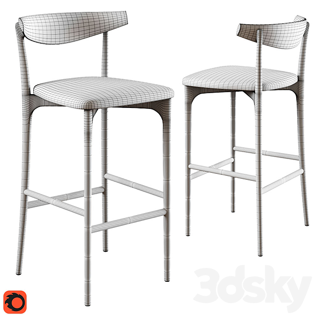 Saccaro stool palladio 3DSMax File - thumbnail 3