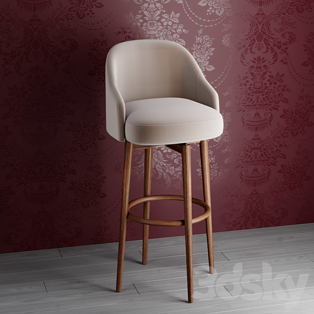 Saddle Bar + Counter Stools 3DS Max Model - thumbnail 2