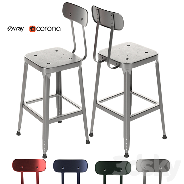 Schoolhouse Backed Utility Stool 26 3DSMax File - thumbnail 1