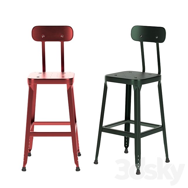 Schoolhouse Backed Utility Stool 26 3DSMax File - thumbnail 3