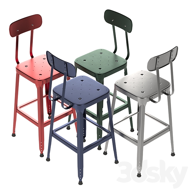 Schoolhouse Backed Utility Stool 26 3DSMax File - thumbnail 5