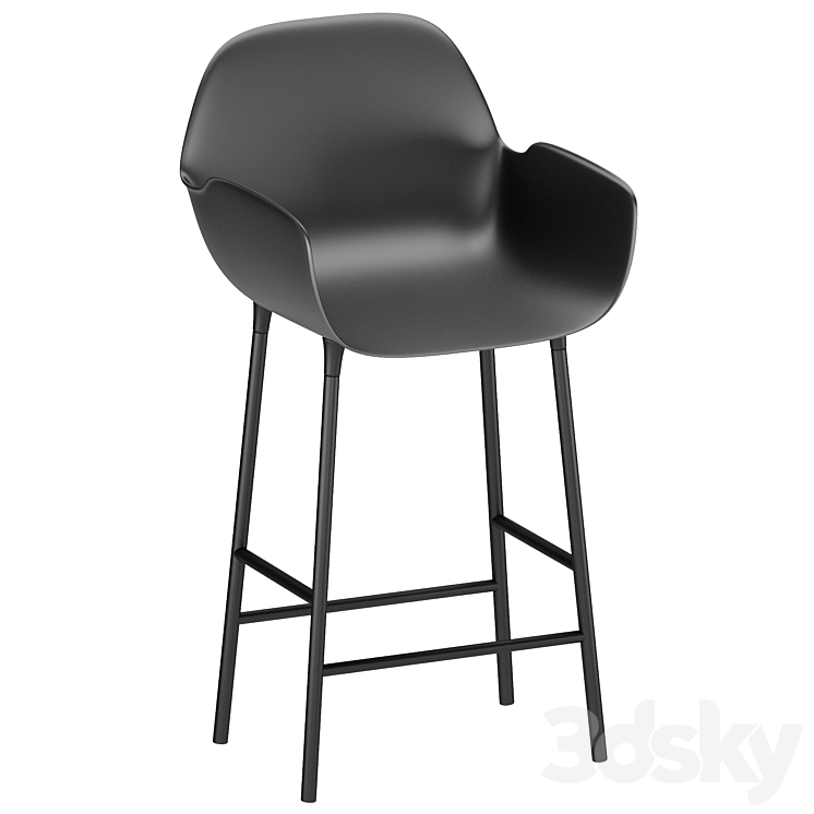 Semi-bar armchair Form black 3DS Max Model - thumbnail 1