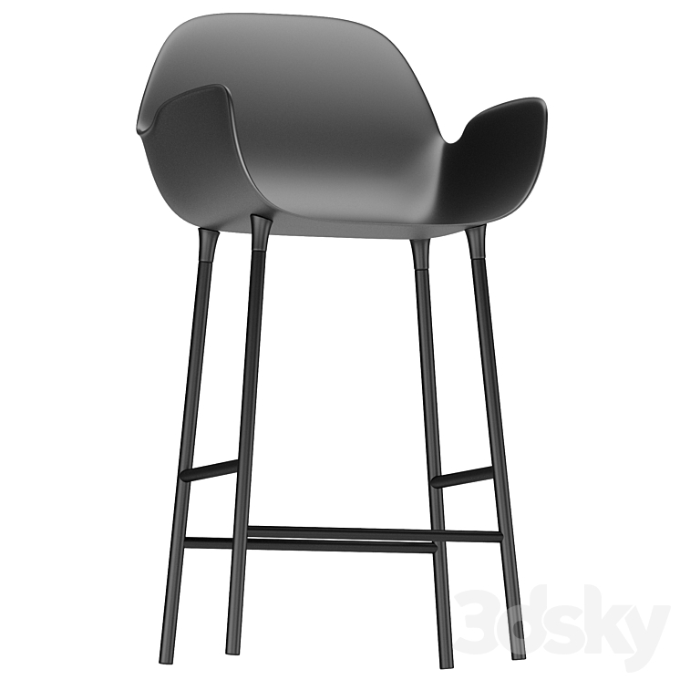 Semi-bar armchair Form black 3DS Max Model - thumbnail 2