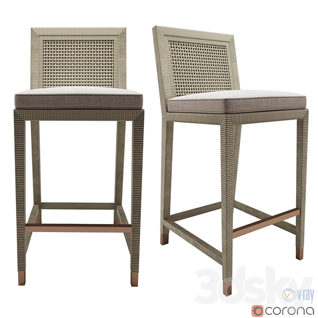 Serena and Lily Balboa counter stool 3ds Max - thumbnail 1