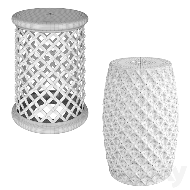 Set 2 of ceramic stools 3DSMax File - thumbnail 2