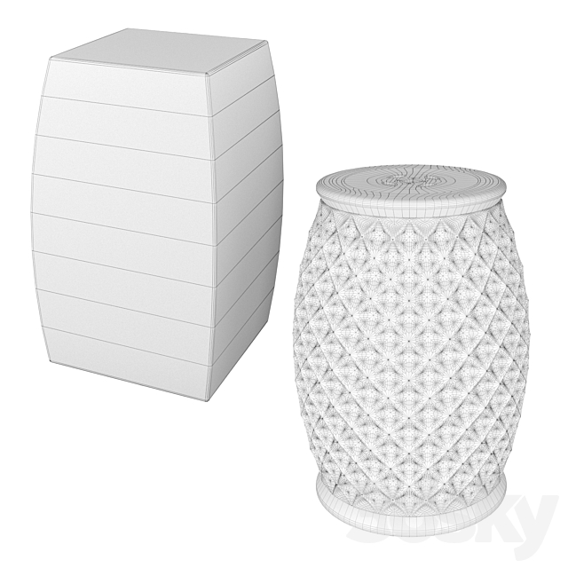 Set 2 of ceramic stools 3DSMax File - thumbnail 3