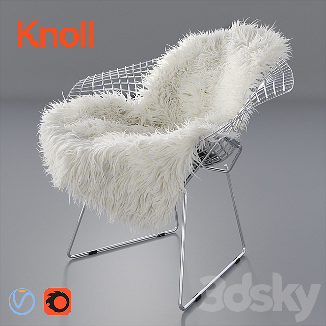 Sheepskin on Bertoia Diamond chair by Knoll 3DSMax File - thumbnail 1