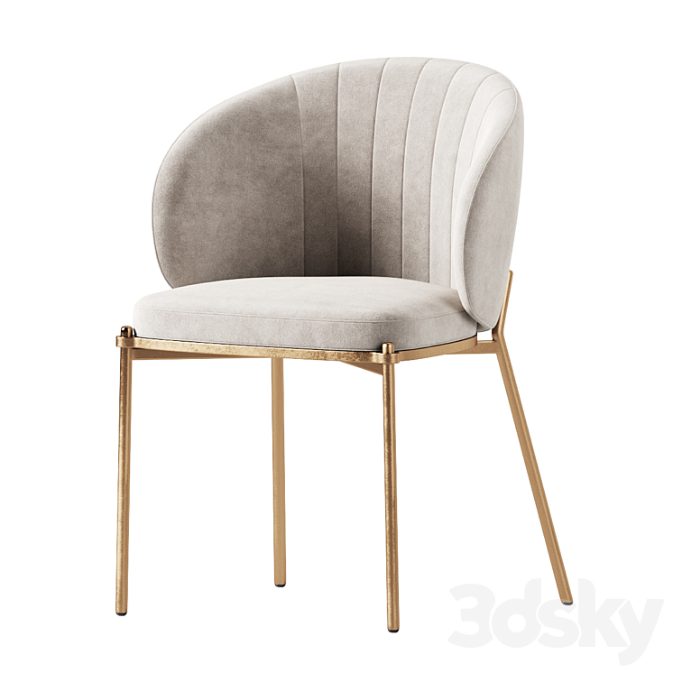 Shell Back Dining Chair 3DS Max Model - thumbnail 2