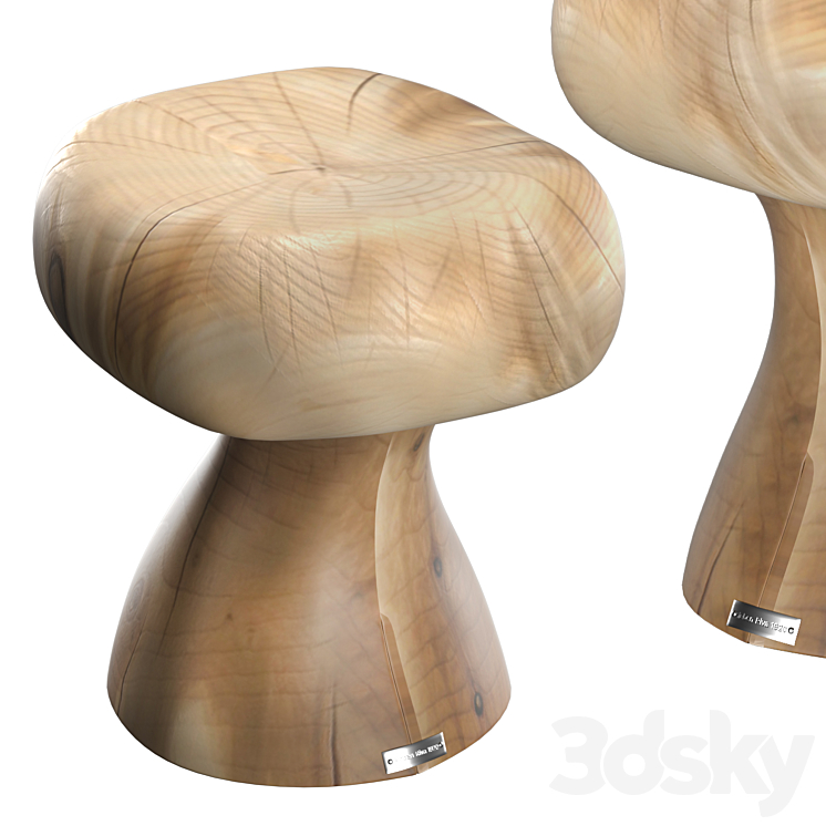 Sieben Riva 1920 Stool Contract Cedar 3DS Max Model - thumbnail 1