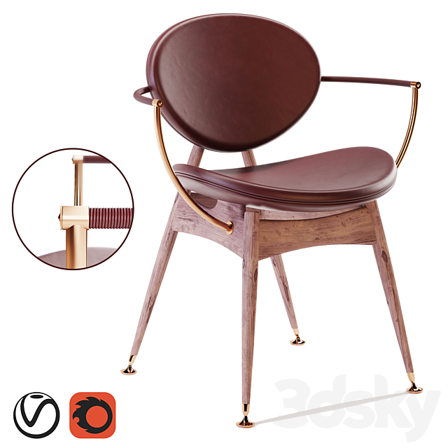 Siglo modern circle chair 3ds Max - thumbnail 1