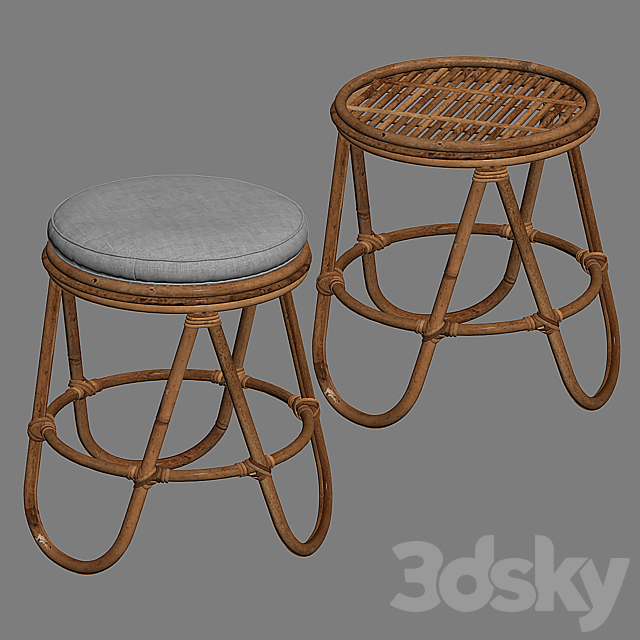 SKYE Rattan Stool 3DS Max Model - thumbnail 3