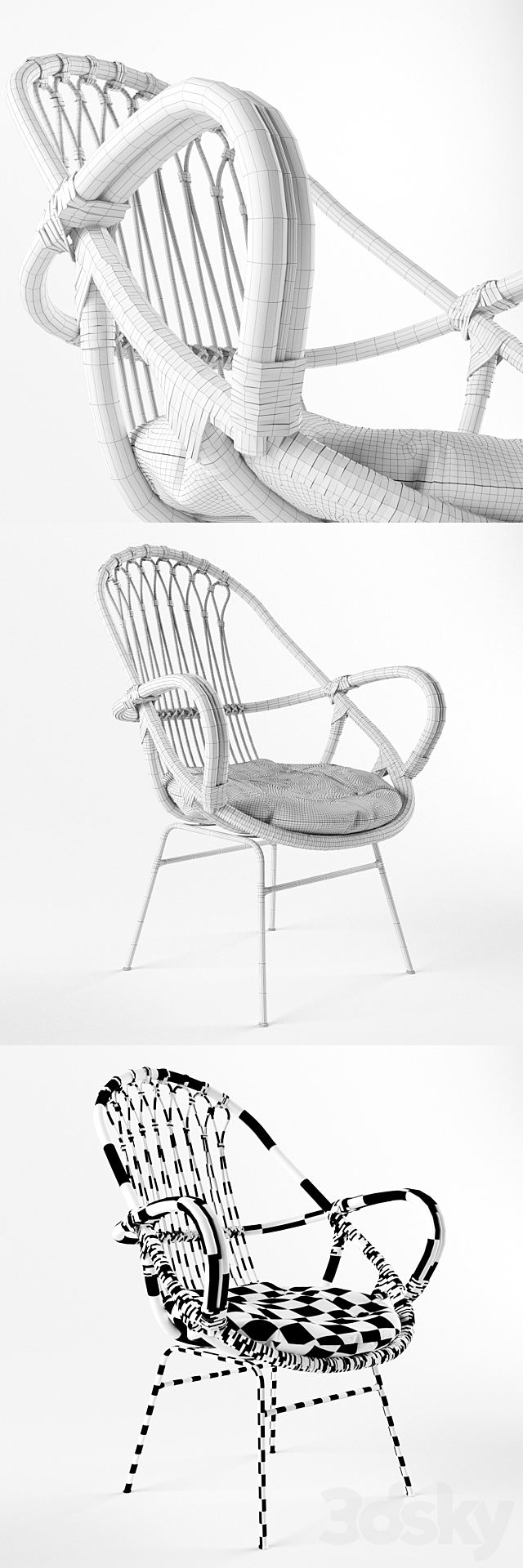 Sling Back Chair Natural 3DSMax File - thumbnail 2