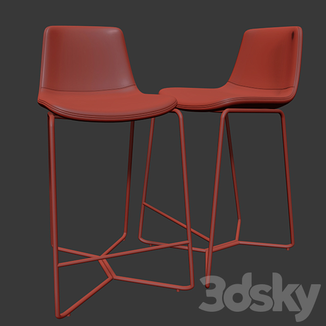 Slope Upholstered Counter Stools 3DS Max Model - thumbnail 3