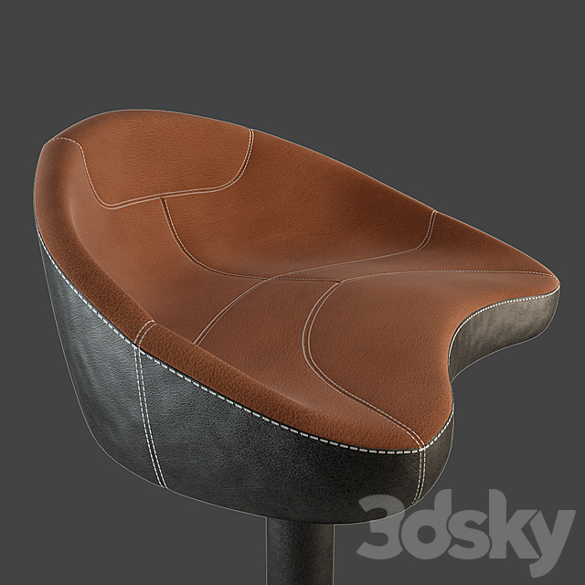 Slugger Bar Stool Black With Tan Stitching 3DSMax File - thumbnail 2