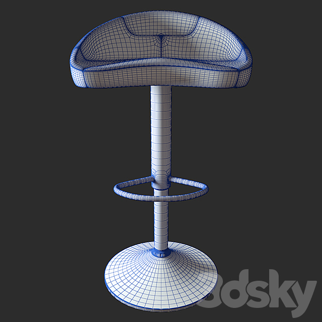 Slugger Bar Stool Black With Tan Stitching 3DSMax File - thumbnail 3