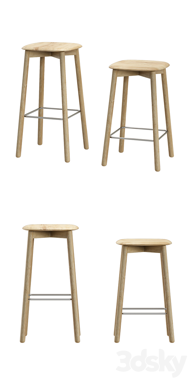 Soft edge 32 bar stool 3DS Max Model - thumbnail 2