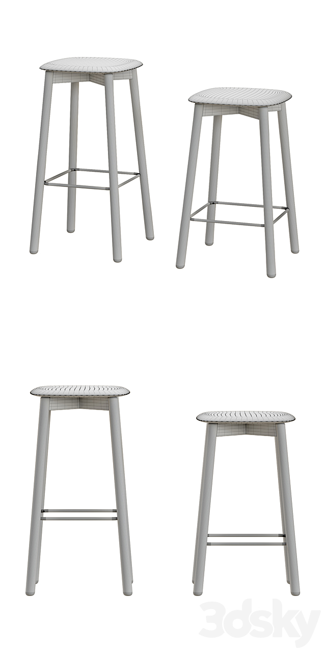 Soft edge 32 bar stool 3DS Max Model - thumbnail 3