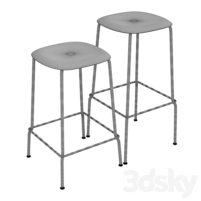 Soft Edge Bar Stool P30 3DS Max Model - thumbnail 2