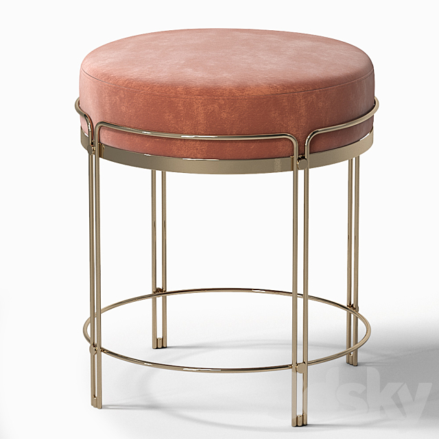 Soft velvet stool 3DSMax File - thumbnail 1