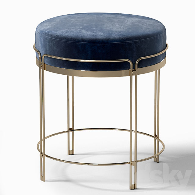 Soft velvet stool 3DSMax File - thumbnail 2