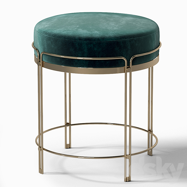 Soft velvet stool 3DSMax File - thumbnail 3