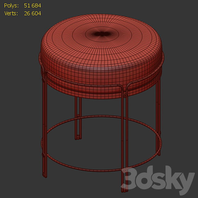 Soft velvet stool 3DSMax File - thumbnail 4