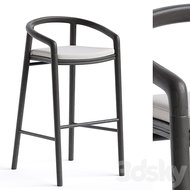 Solid Bar Stool with back Manutti 3ds Max - thumbnail 1