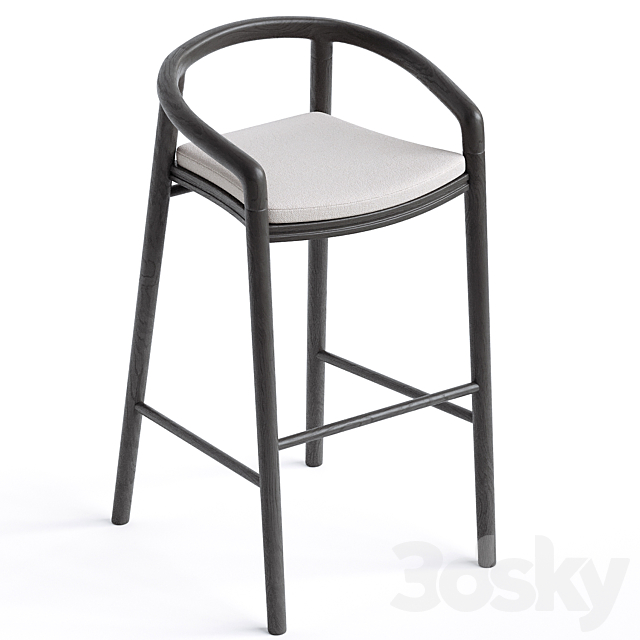 Solid Bar Stool with back Manutti 3ds Max - thumbnail 2