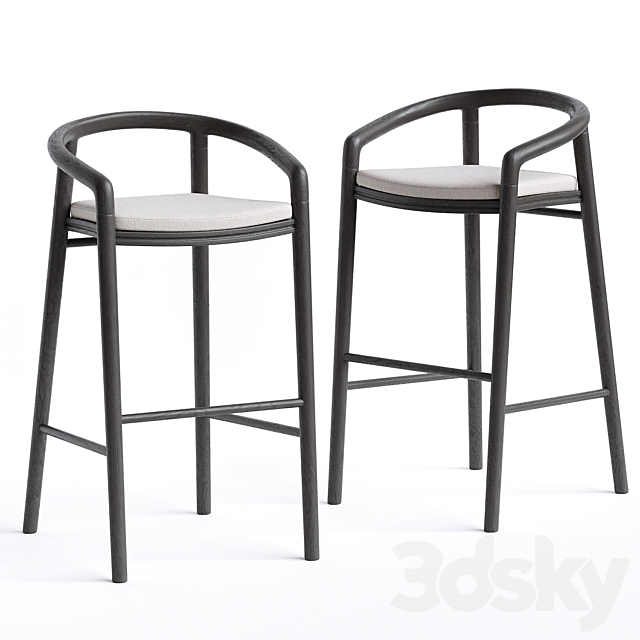 Solid Bar Stool with back Manutti 3ds Max - thumbnail 3