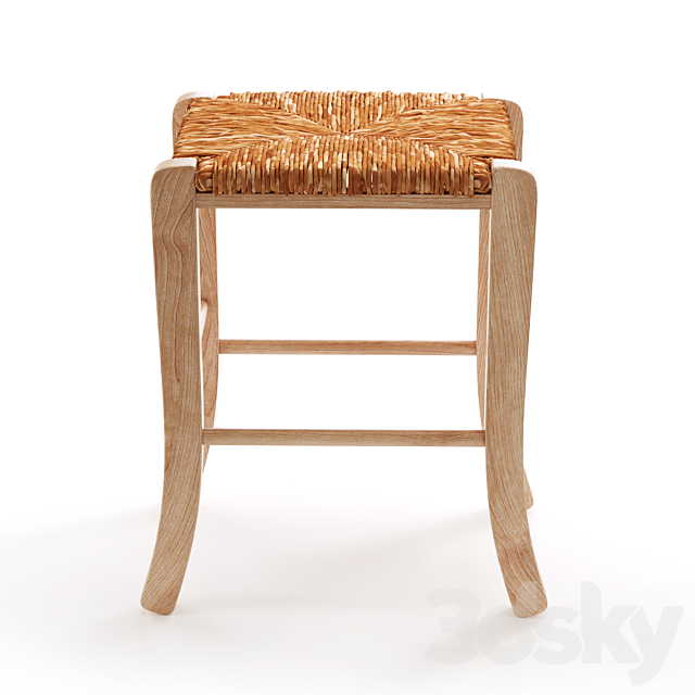 Solid beech stool Perrine 3DS Max Model - thumbnail 3