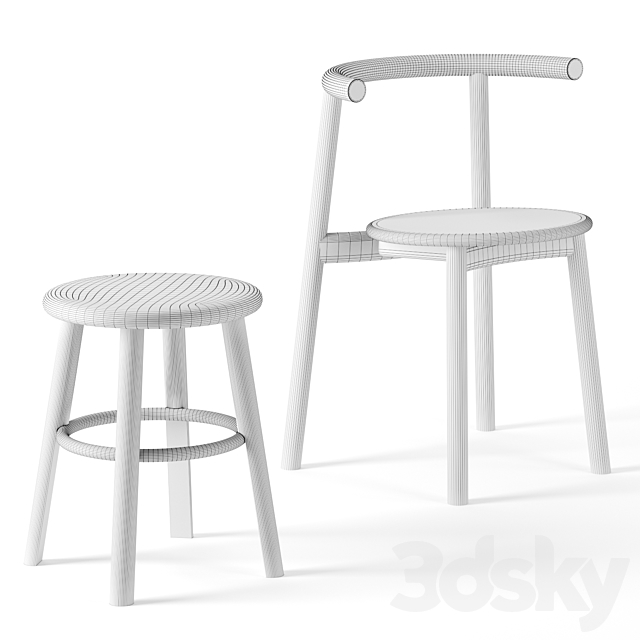 Solo chair and stool by Matiazzi 3DS Max Model - thumbnail 2