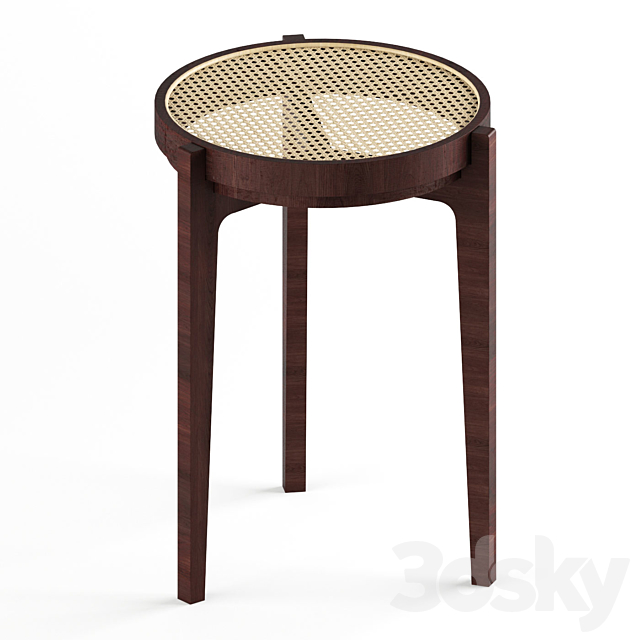 Stackable oak and rattan stool (Bar stool)- Solid wood stools 3DSMax File - thumbnail 1