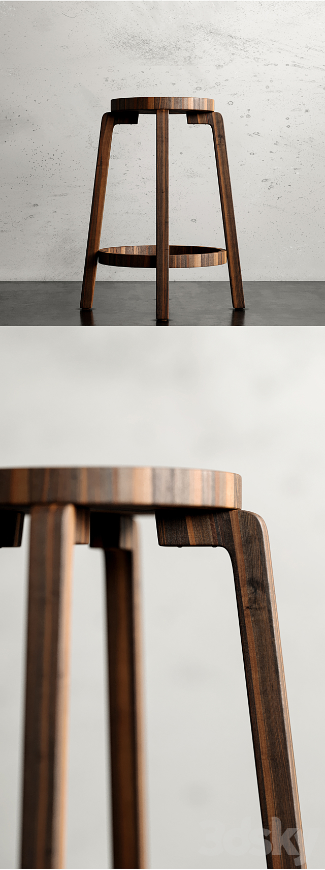 Stool bar Alvar Aalto 3DSMax File - thumbnail 2