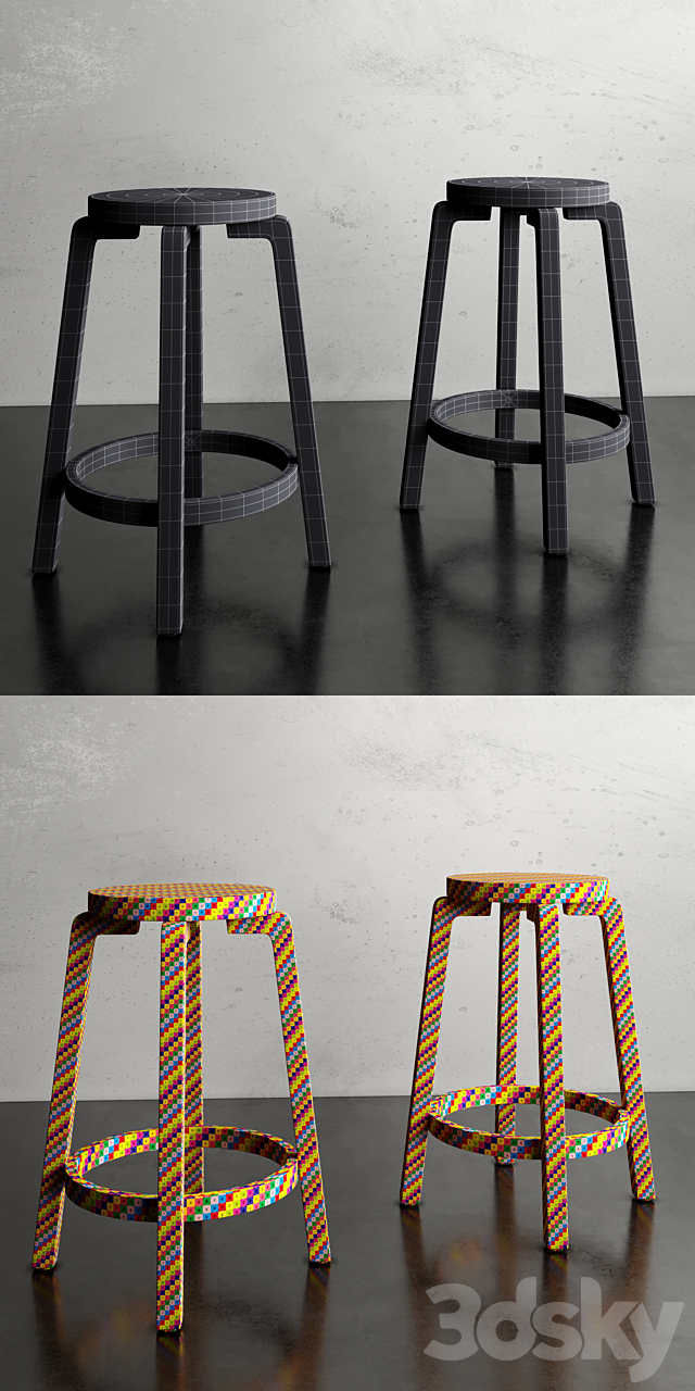 Stool bar Alvar Aalto 3DSMax File - thumbnail 3